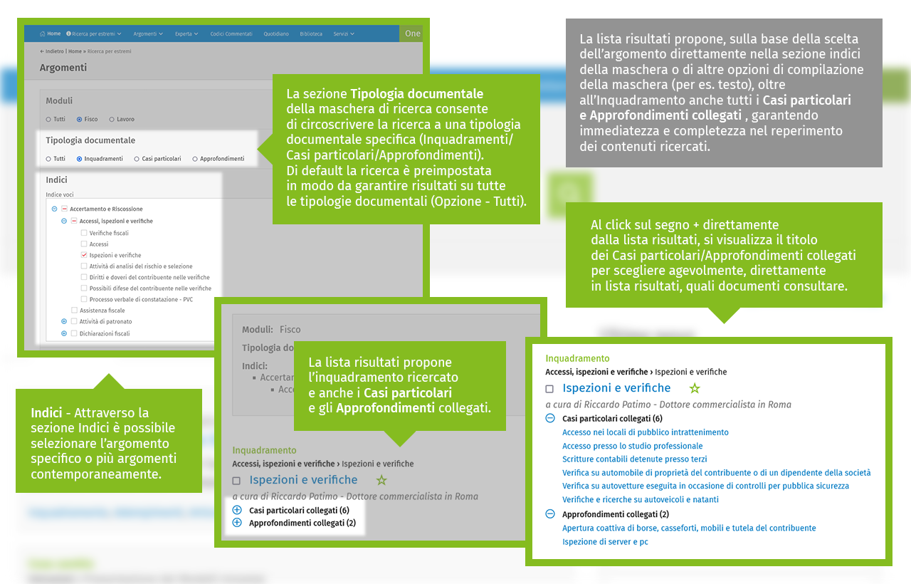 lista risultati inquadramenti